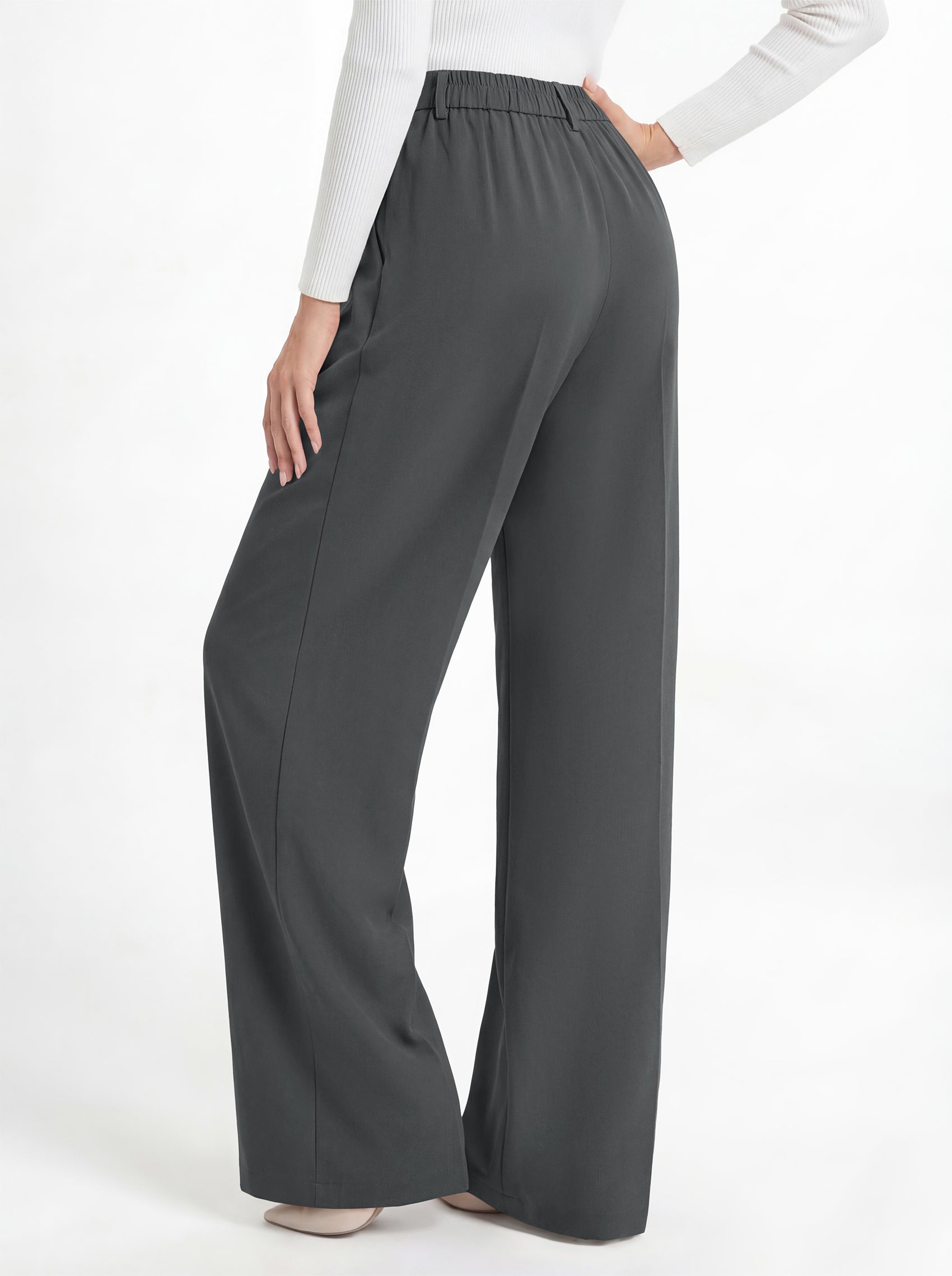 MASCOMODA Womens Wide Leg Dress Pants High Waisted Pleated Work Trousers