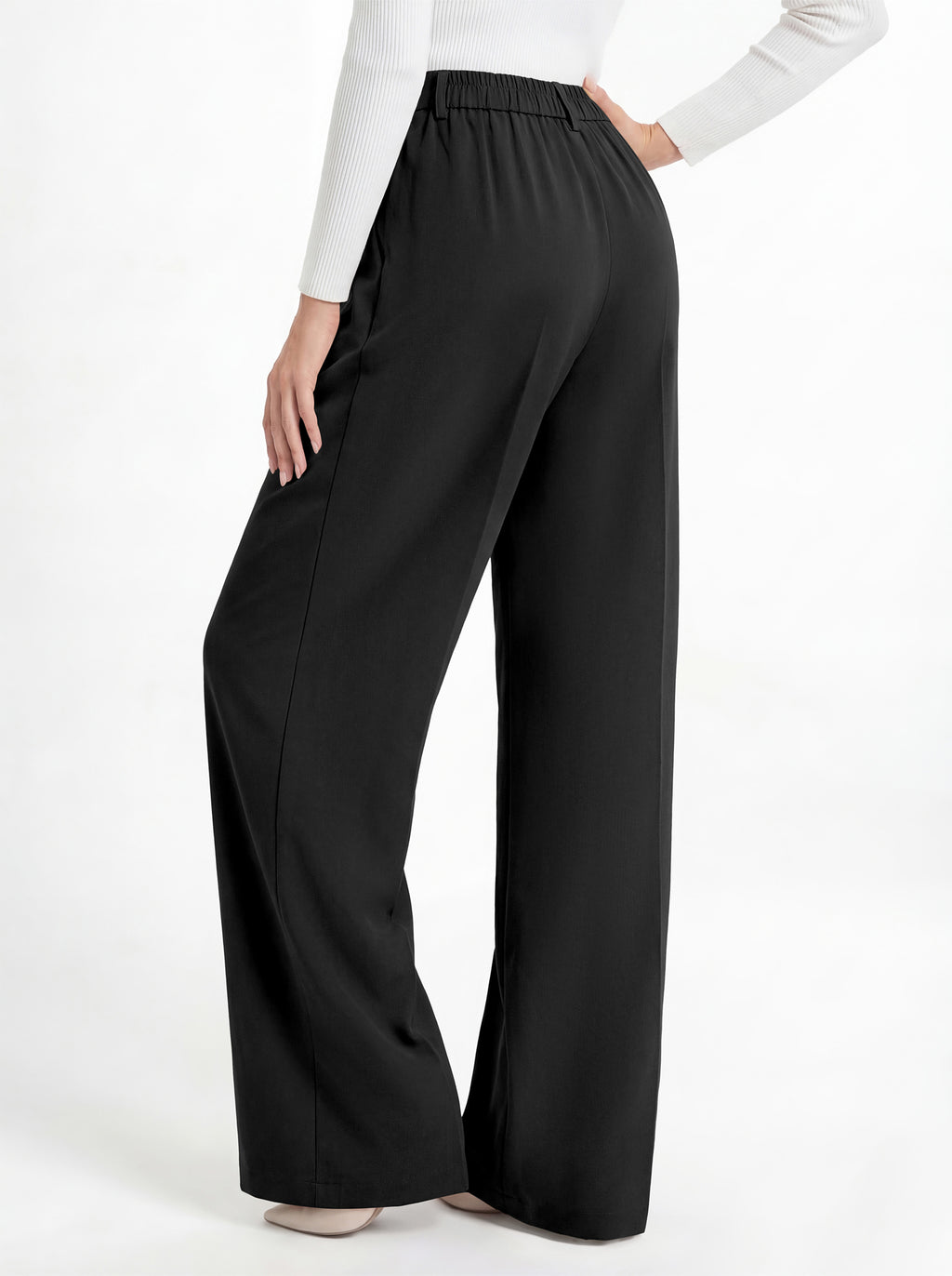 MASCOMODA Womens Wide Leg Dress Pants High Waisted Pleated Work Trousers