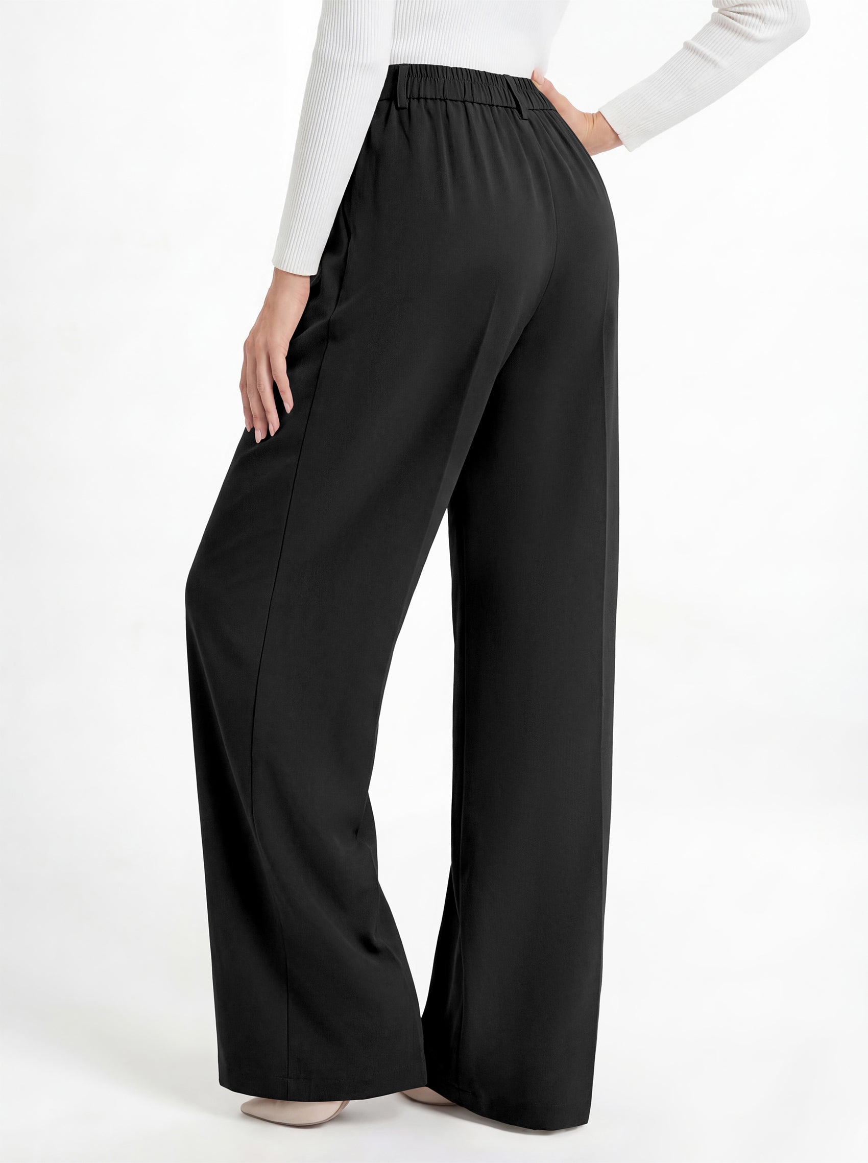 MASCOMODA Womens Wide Leg Dress Pants High Waisted Pleated Work Trousers