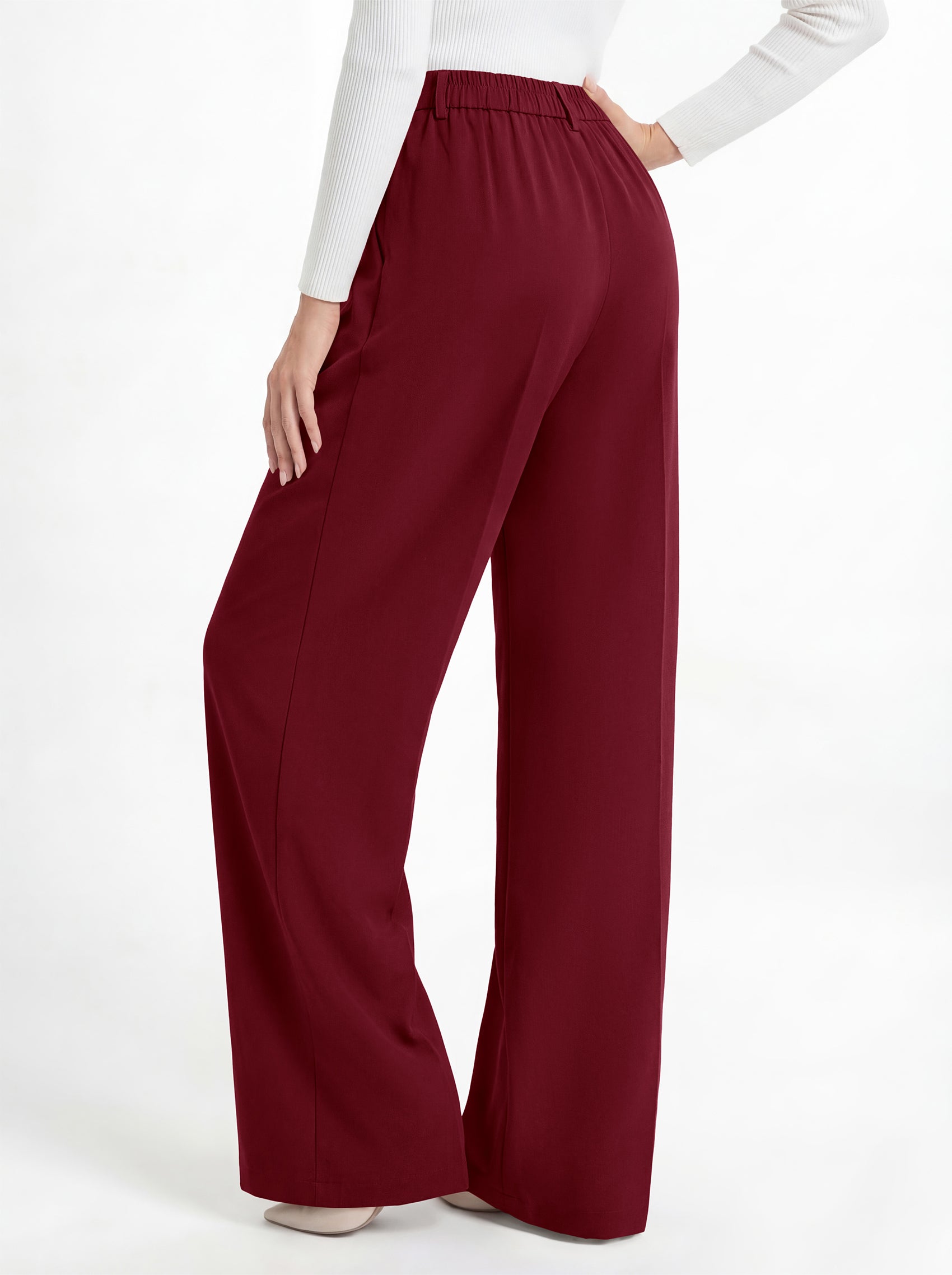 MASCOMODA Womens Wide Leg Dress Pants High Waisted Pleated Work Trousers
