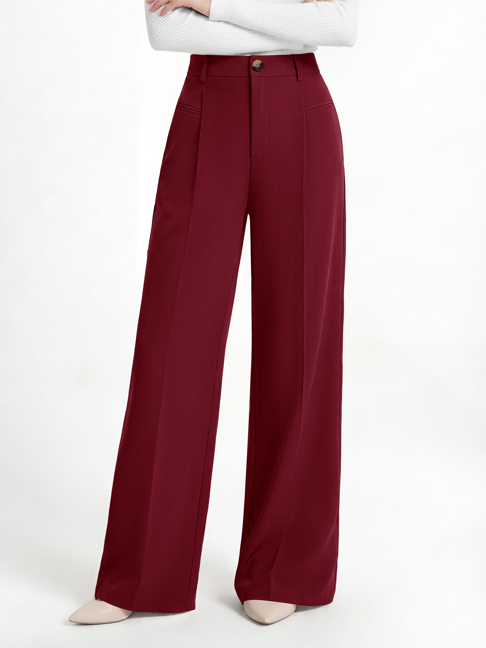 MASCOMODA Womens Wide Leg Dress Pants High Waisted Pleated Work Trousers