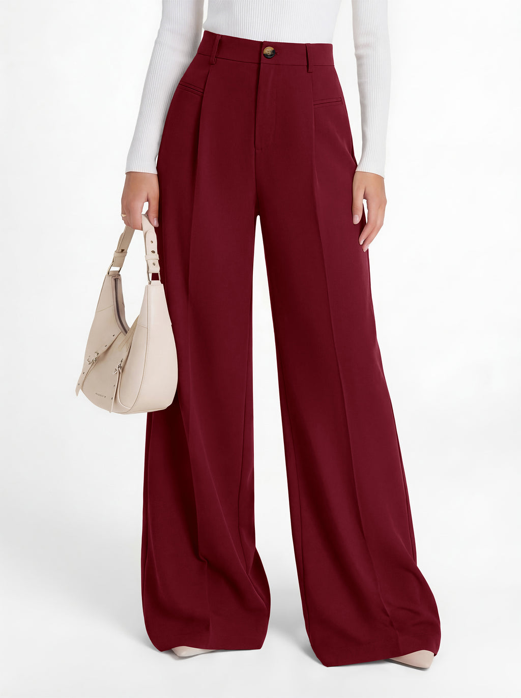 MASCOMODA Womens Wide Leg Dress Pants High Waisted Pleated Work Trousers