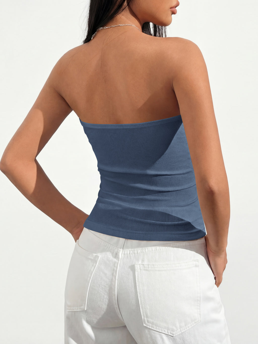 MASCOMODA Womens Fashion 2026 Summer Tube Top Strapless Bandeau Ruched Basic Backless Sleeveless Going Out Tops Y2k Clothes