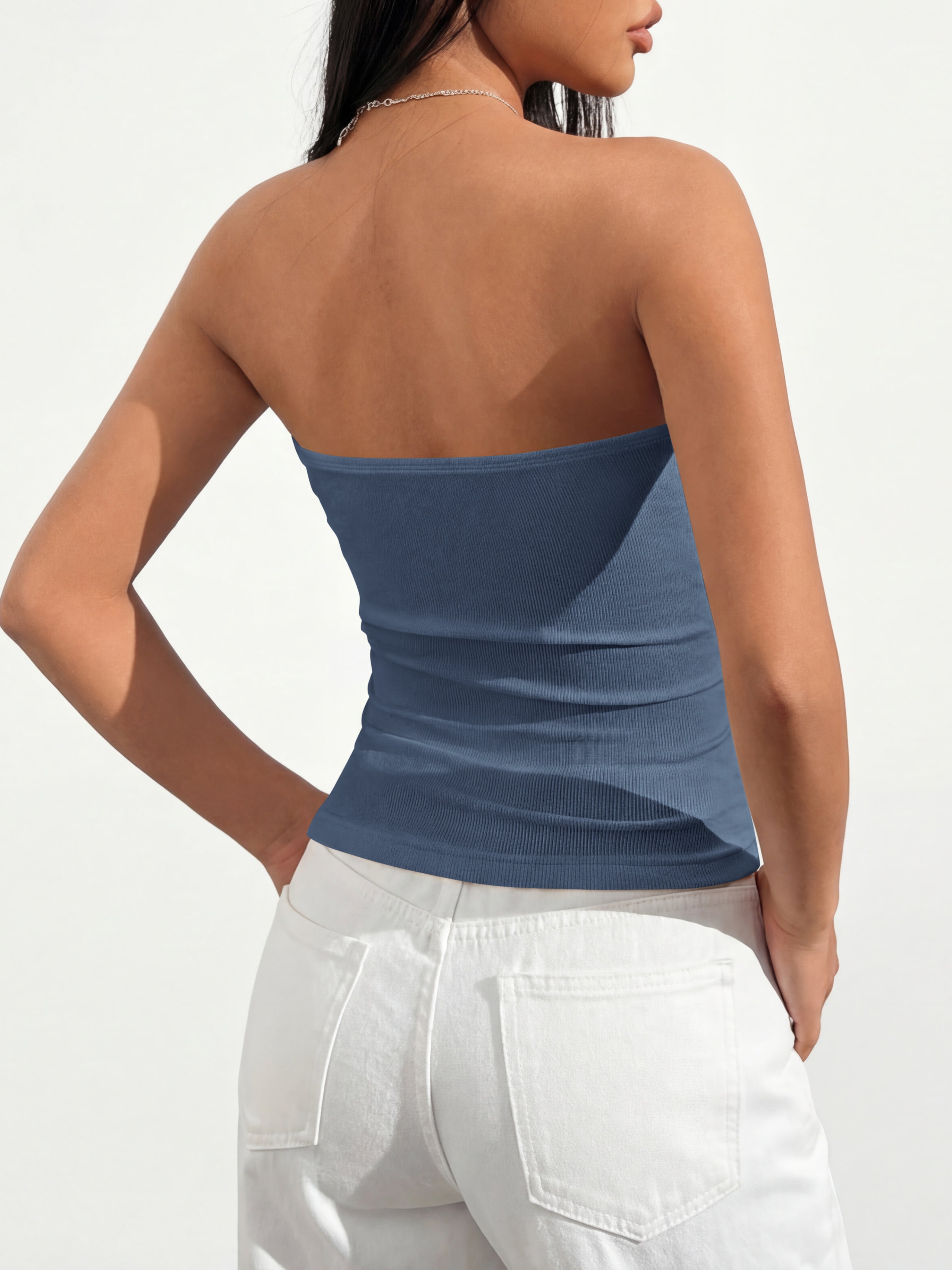 MASCOMODA Womens Fashion 2026 Summer Tube Top Strapless Bandeau Ruched Basic Backless Sleeveless Going Out Tops Y2k Clothes