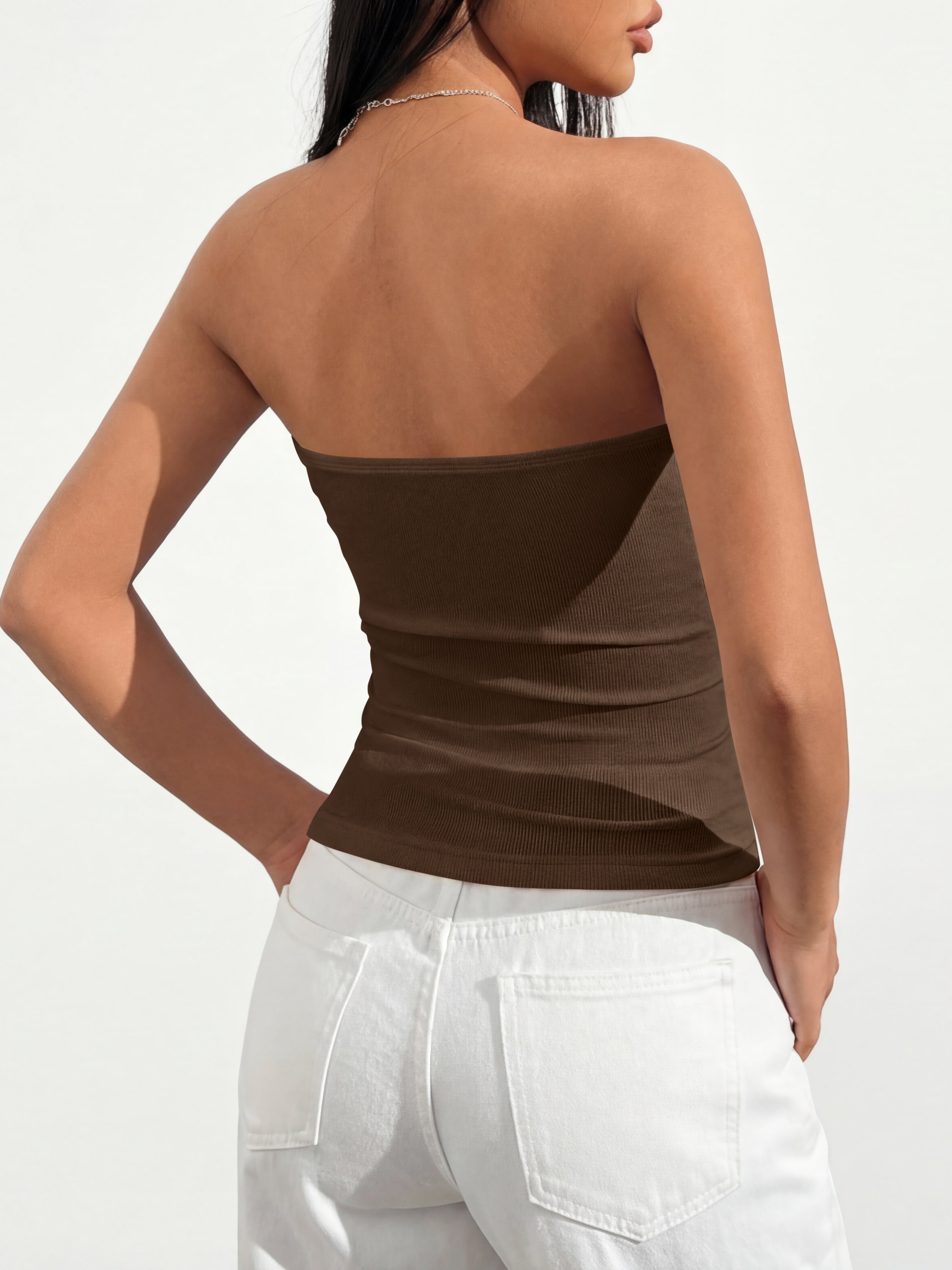 MASCOMODA Womens Fashion 2026 Summer Tube Top Strapless Bandeau Ruched Basic Backless Sleeveless Going Out Tops Y2k Clothes