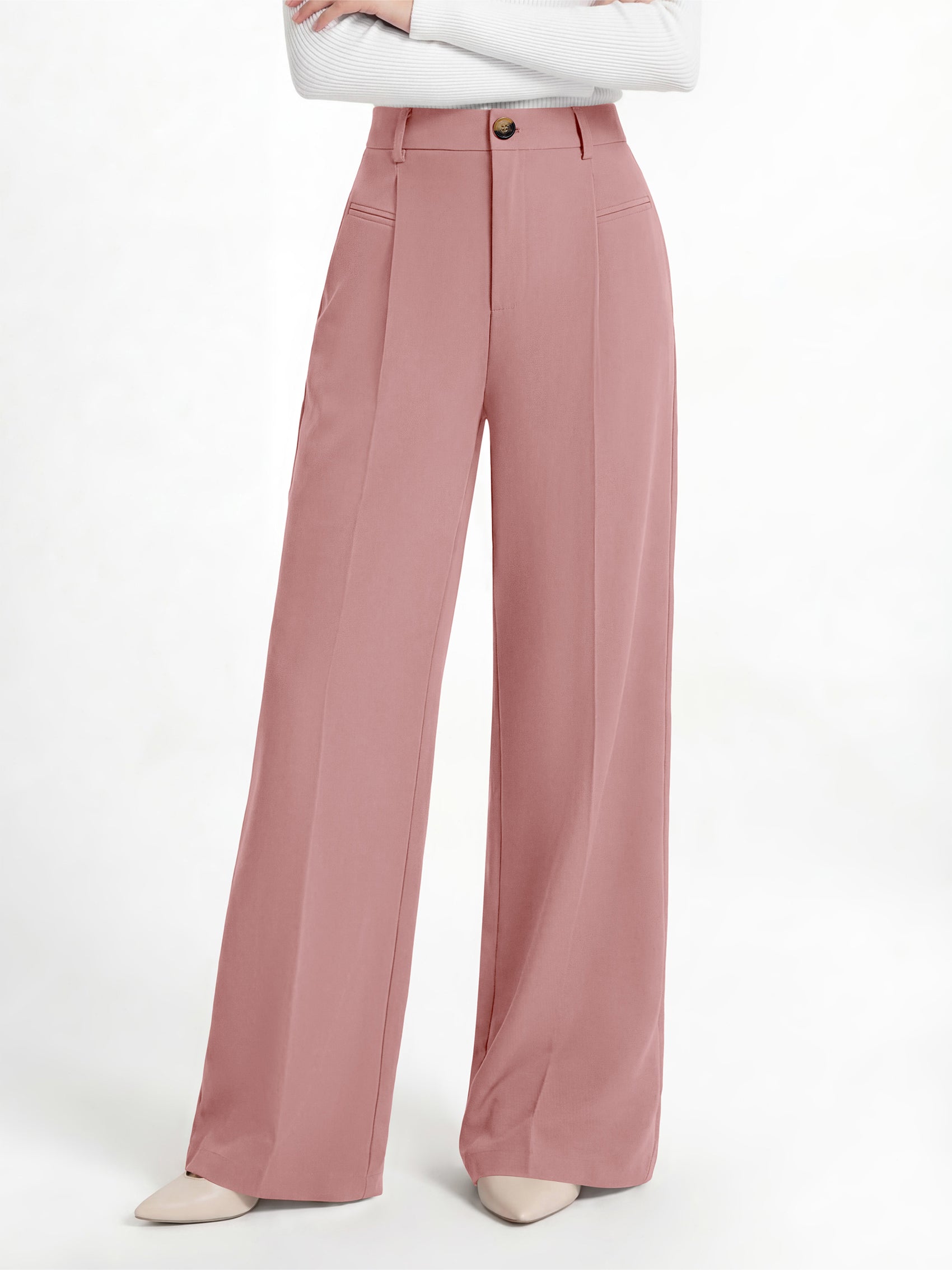 MASCOMODA Womens Wide Leg Dress Pants High Waisted Pleated Work Trousers