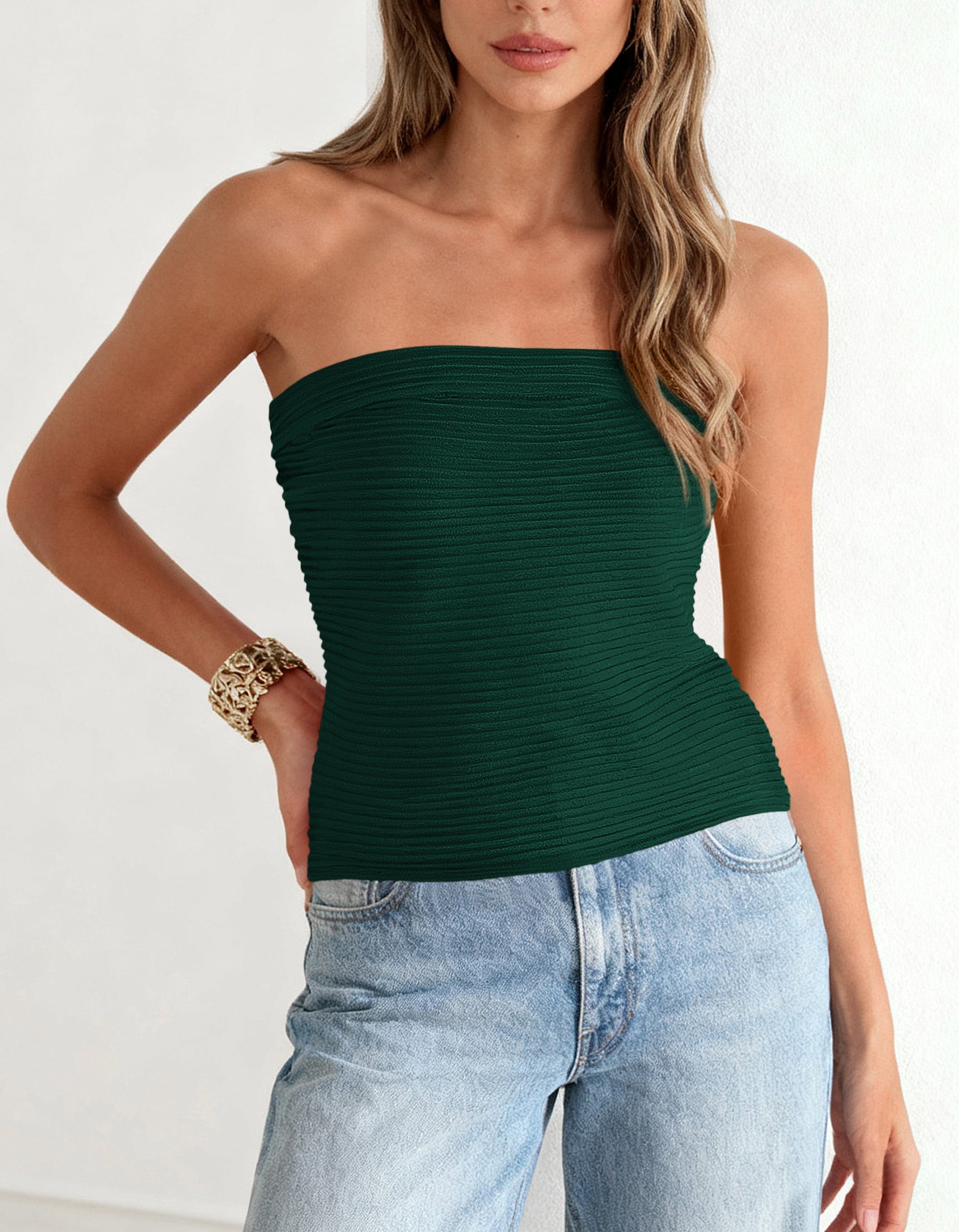 MASCOMODA Womens Tube Top 2025 Summer Trendy Strapless Tops Going Out Outfits Sexy Y2K Textured Bandeau Shirts