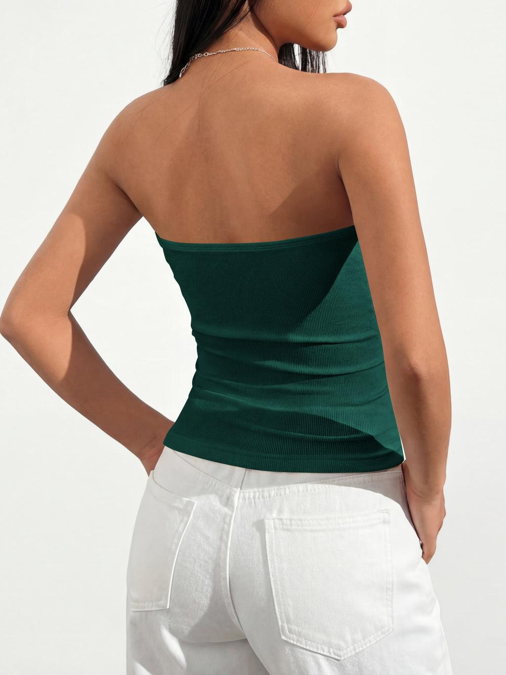 MASCOMODA Womens Fashion 2026 Summer Tube Top Strapless Bandeau Ruched Basic Backless Sleeveless Going Out Tops Y2k Clothes