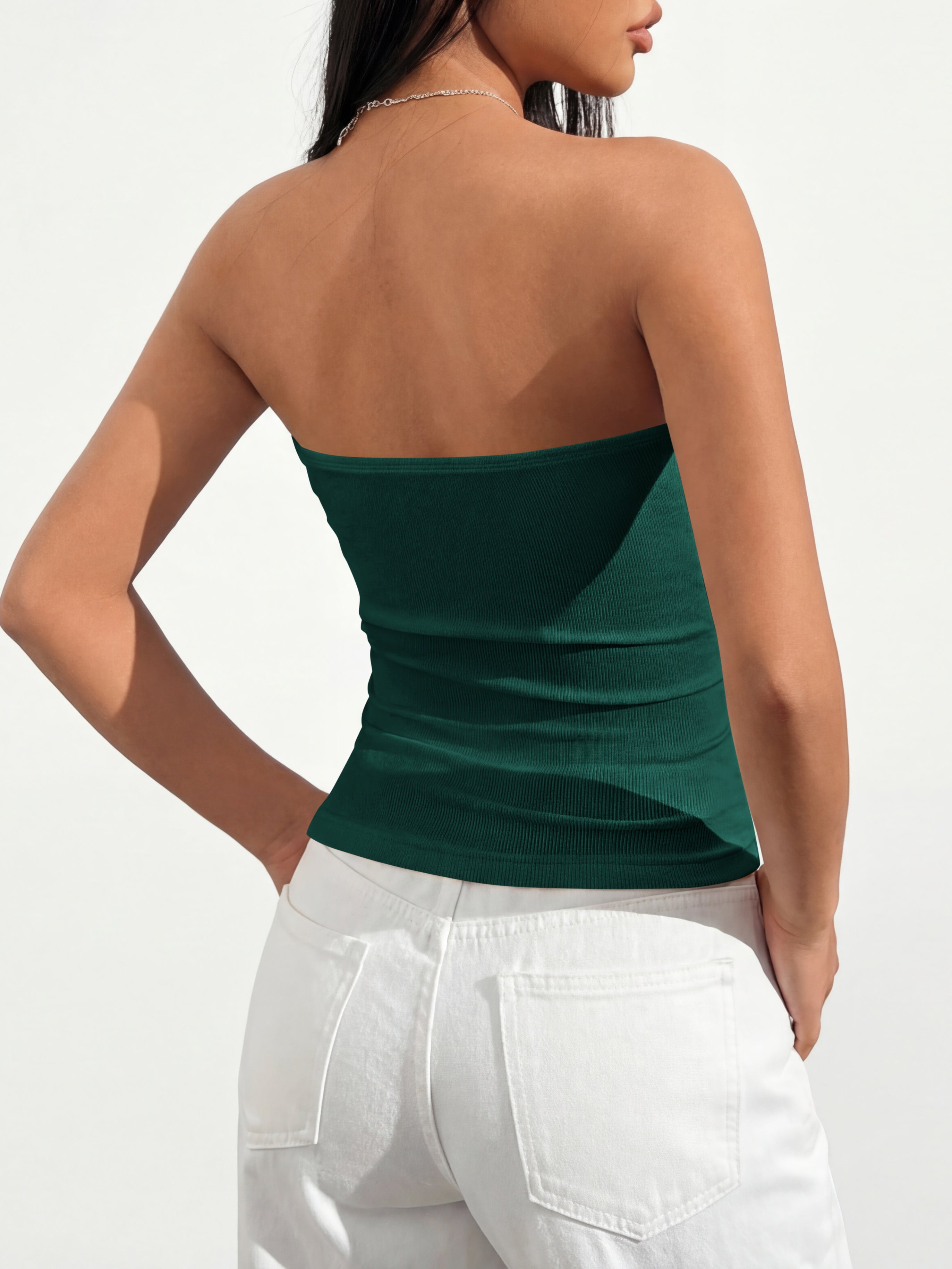 MASCOMODA Womens Fashion 2026 Summer Tube Top Strapless Bandeau Ruched Basic Backless Sleeveless Going Out Tops Y2k Clothes