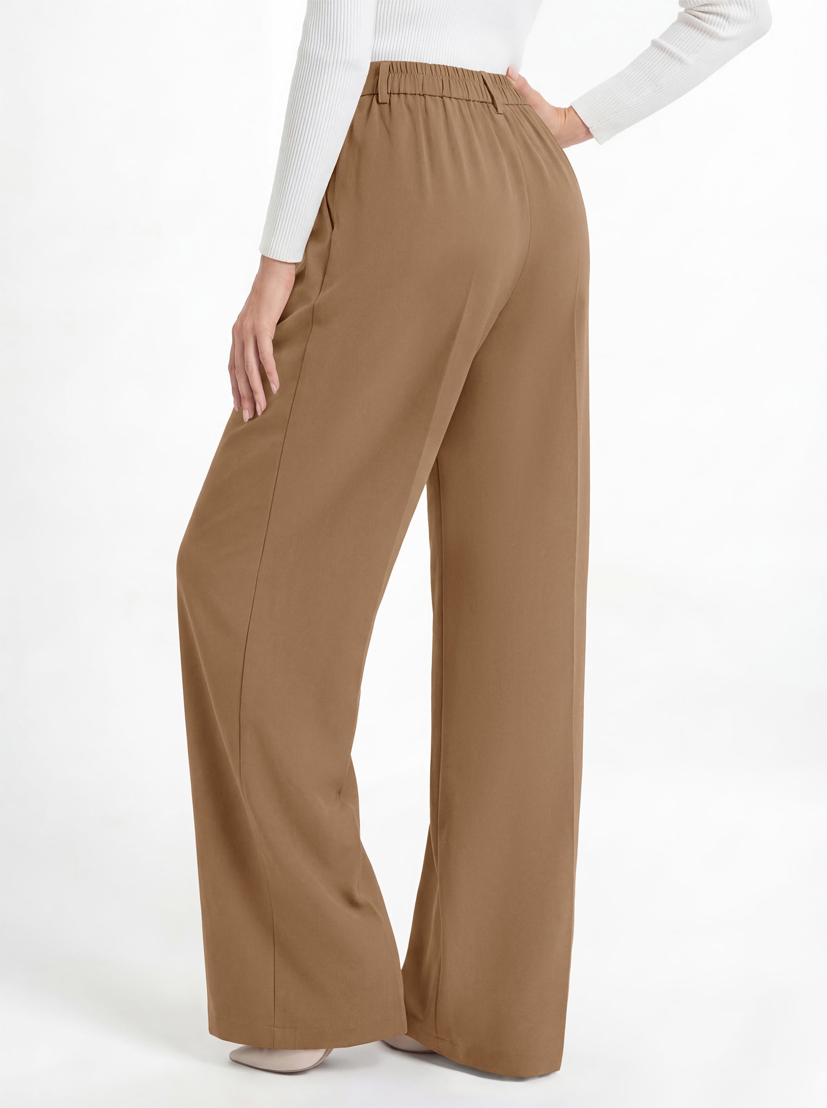 MASCOMODA Womens Wide Leg Dress Pants High Waisted Pleated Work Trousers
