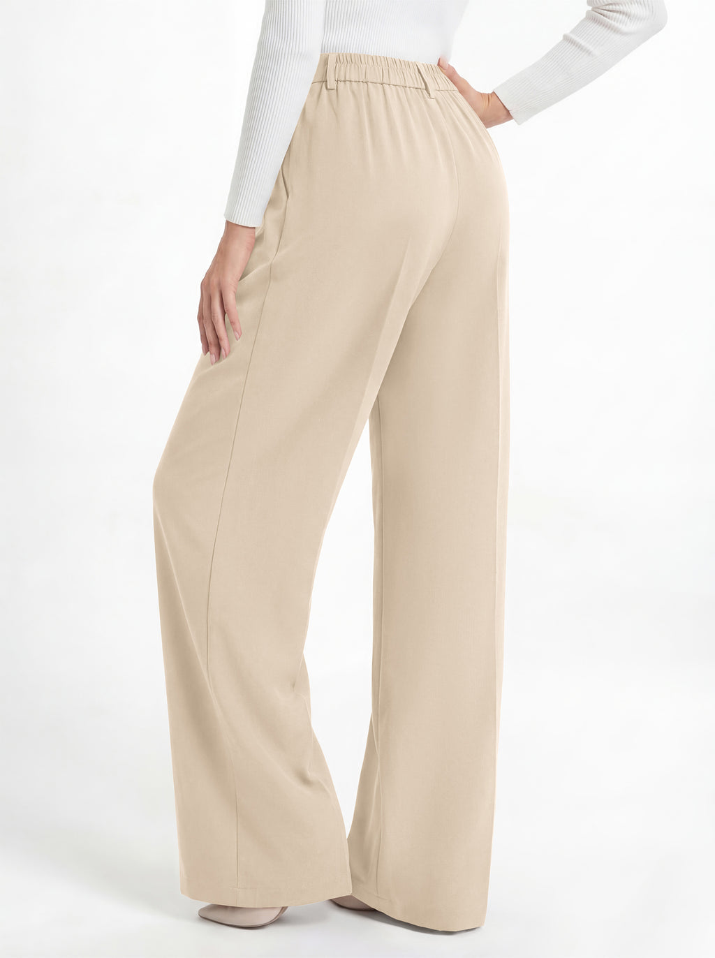 MASCOMODA Womens Wide Leg Dress Pants High Waisted Pleated Work Trousers