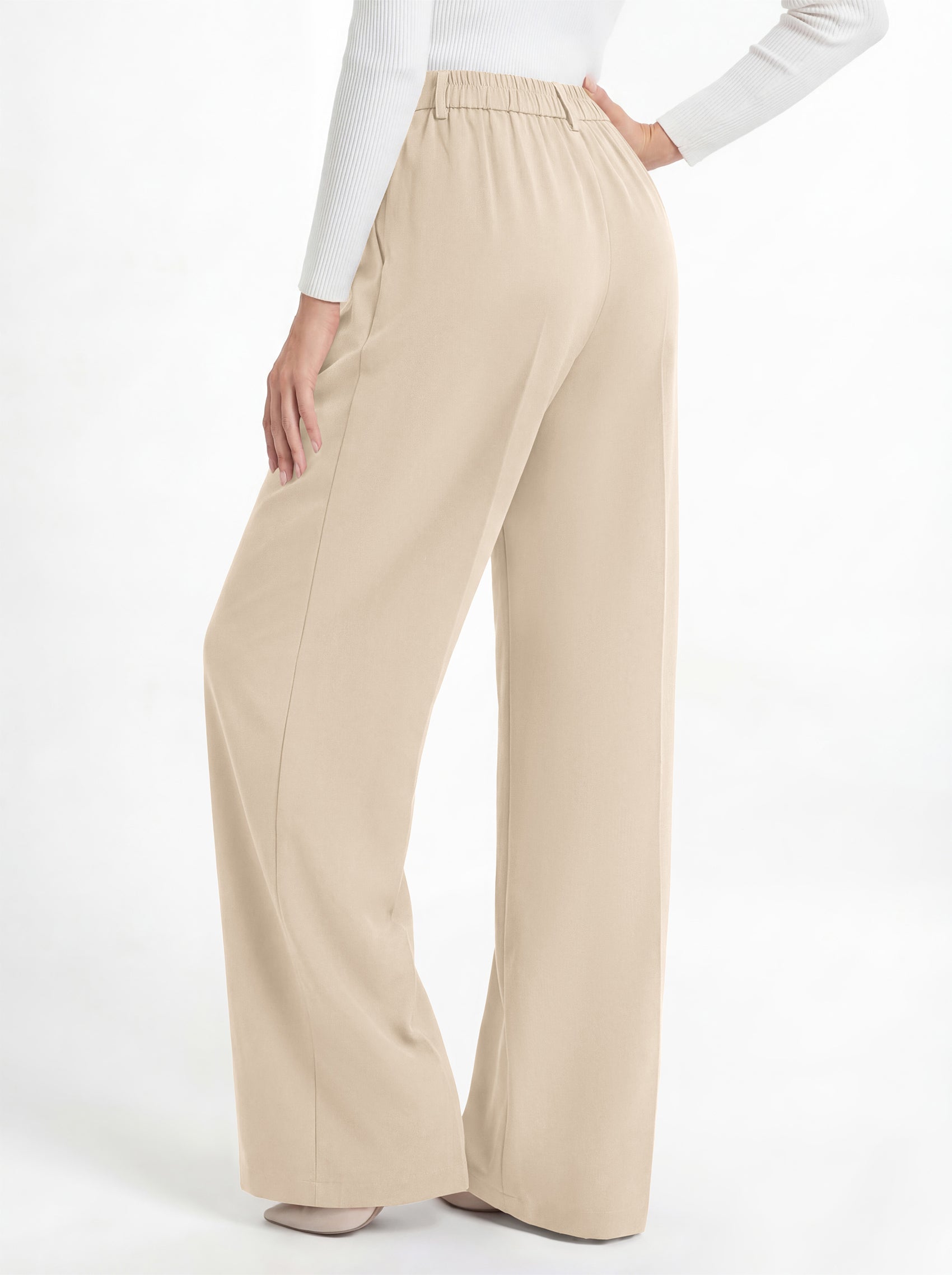 MASCOMODA Womens Wide Leg Dress Pants High Waisted Pleated Work Trousers