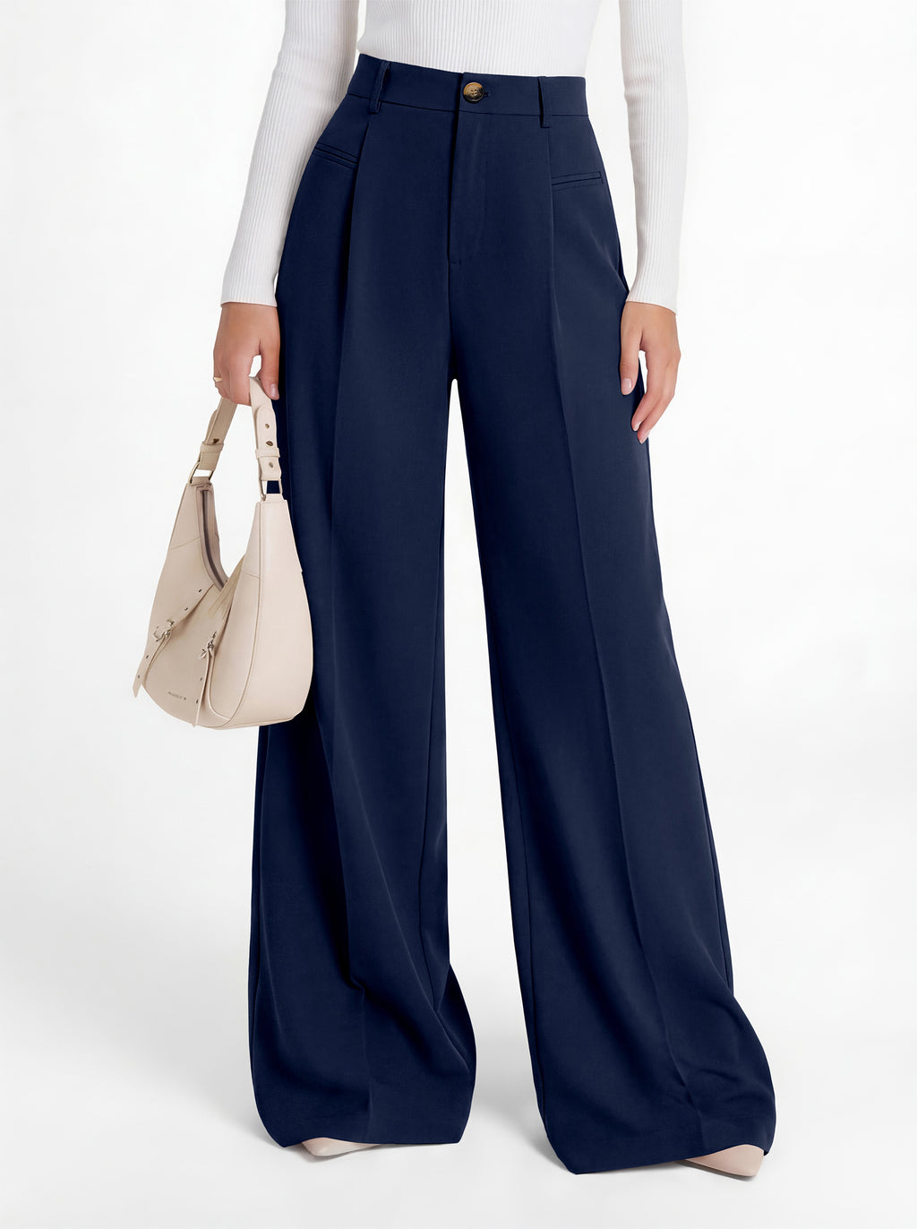 MASCOMODA Womens Wide Leg Dress Pants High Waisted Pleated Work Trousers