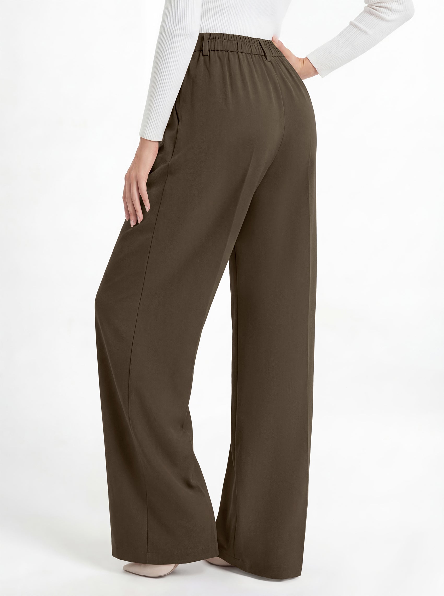 MASCOMODA Womens Wide Leg Dress Pants High Waisted Pleated Work Trousers